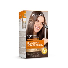 KATIVA Brazilian Keratin Treatment Kit – At-Home Formaldehyde-Free Hair Straightening with Hyaluronic Acid – Up to 12 Weeks Frizz Control for Curly, Wavy, Frizzy & Coarse Hair