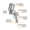 Truper PIPI-422, Pistola para pintar gravedad LVMP vaso aluminio boquilla