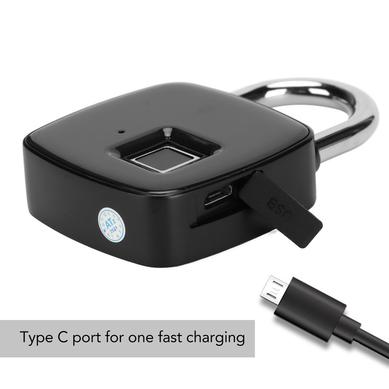 Fingerprint Padlock Biometrics Technology USB Rechargeable IP65 Waterproof Smart Padlock