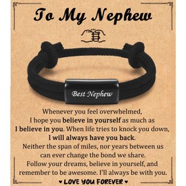 Leyung Nephew Gifts from Auntie, Boys Bracelet Stocking Stuffers for Teens Boys Kids, Christmas Valentines Day Graduation Easter Basket Birthday Gifts for Nephew Teenage Boys Guy Men