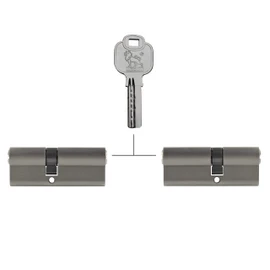 2x Profile Cylinder 70 mm 30/40 Keyed Alike Includes 10 Keys Metallic Silver