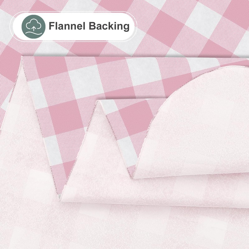 misaya Rectangle Waterproof Vinyl Table Cloth, Buffalo Flannel Backed Tablecloth,