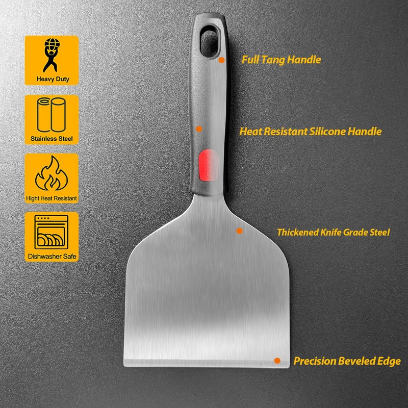 Vovoly Wide Griddle Scraper, 4.3“x4.3'' Smashed Burger Scraper Grill Scraper