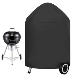 Cover for Grill Tarpaulin Black Grill Cover Waterproof Diameter 70 cm x H 96 cm Cover Kettle Barbecue Protective Cover Barbecue Cover Kettle Grill with Drawstring