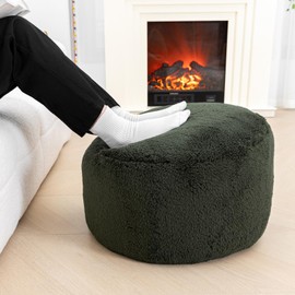 AbunHeri Pouf Ottoman Stuffed Velvet Floor Pouf Footrest Ottoman Foot Stool Bean Bag Floor Chair for Bedroom Living Room 20x12inches with Filler Dark Green