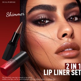 Wugbc 2 in 1 Brown Lip Liner Pencil Shinning Lipstick Gradient Lip Liner and Lipstick Lip Combo Silky Smooth Retractable Ombre Effect Cone Tip Crayon Form Long-Lasting Not Easy to Fade, 07#