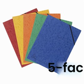 Exacompta 555410E Pack of 5 Premium Corner Folder Made in Germany Made of Extra Strong Colorspan Cardboard DIN A4 with 2 Elastic Bands Assorted Colours Portfolio Folder Ideal for Office and School