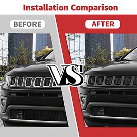 7 piezas de insertos de rejilla frontal, cubierta de rejilla, accesorios de moldura compatibles con Jeep Compass 2021 2022 2023 2024 2025 (negro)