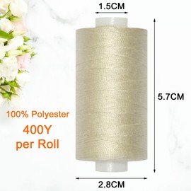 All Purpose Sewing Thread-2 Spools of Hand Polyester Sewing Thread for Sewing Machine for Hand and Machine Sewing(Light Beige, 2 spools)
