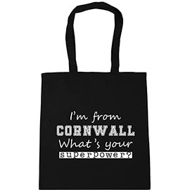 Hippowarehouse I'm From Cornwall What's Your Superpower? Tote Shopping Gym Beach Bag 42cm x38cm, 10 litres