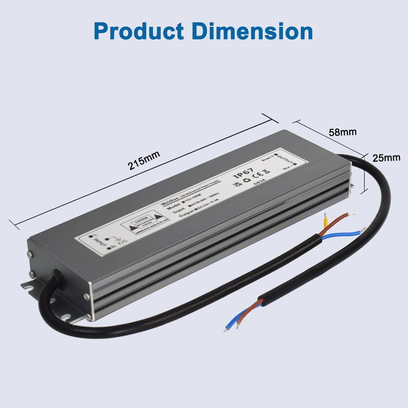 12V LED Driver 100W Waterproof IP67 Constant Voltage Slim Power