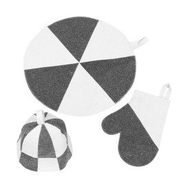 Mikinona Heat Resistant Sauna Hat for Men and Women Thick Felt Vaporarium Cap with Absorbent Includes Sauna Gloves and Mat for Enhanced Head Protection in Steam Rooms