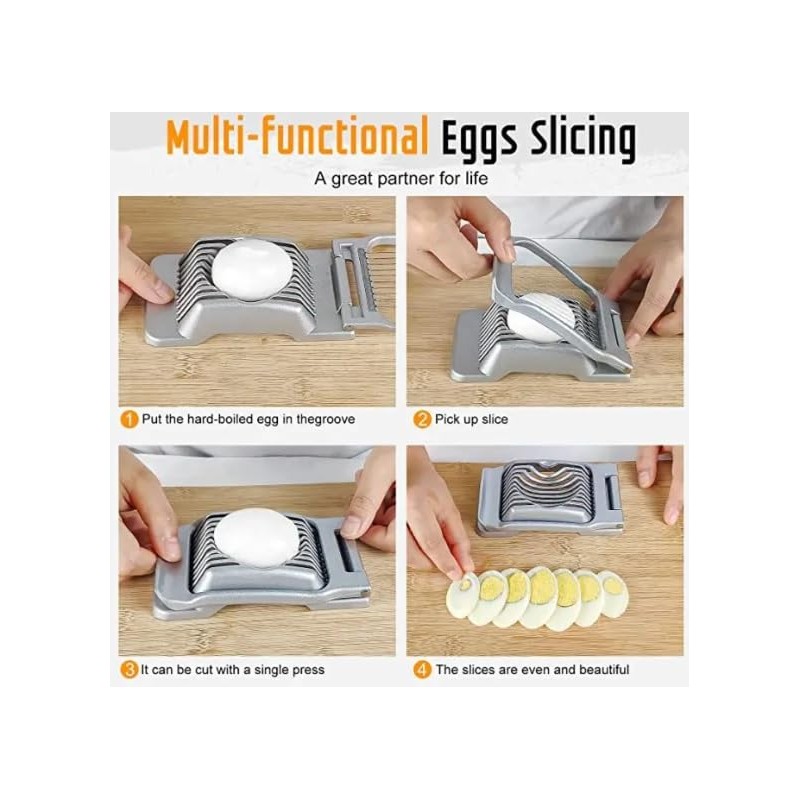 Stainless Steel Egg Slicer, Dishwasher Safe, High Performance Aluminum, Egg
