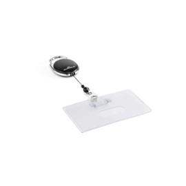 Durable Card Holder with Badge Reel Style 54 x 87mm Transparent | Pack of 1 | Lightweight | Ideal for ID and Membership Cards