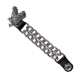 Hot Leathers VXC1004 Flying Eagle Medallion Vest Extender - Double Chrome Chains Genuine Leather 4" - 4"