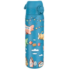 Ion8 Vacuum Insulated Steel Water Bottle, 500 ml/17 oz, Leak Proof, Easy to Open, Secure Lock, Dishwasher Safe, Fits Cup Holders, Carry Handle, Scratch Resistant, Metal Water Bottle, Airplanes Design
