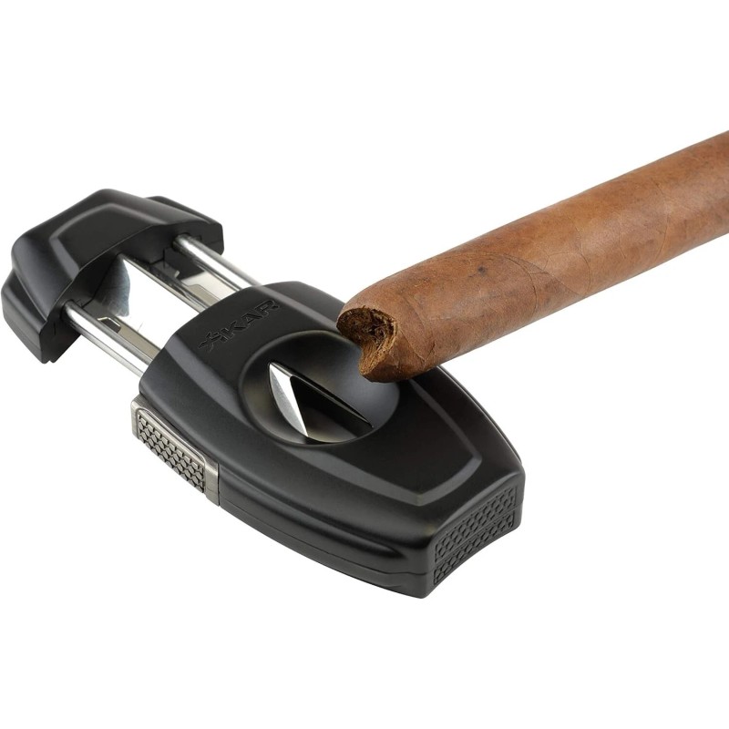 Xikar VX2 V-Cut Cigar Cutter, Spring-Loaded, Black, Lifetime Warranty