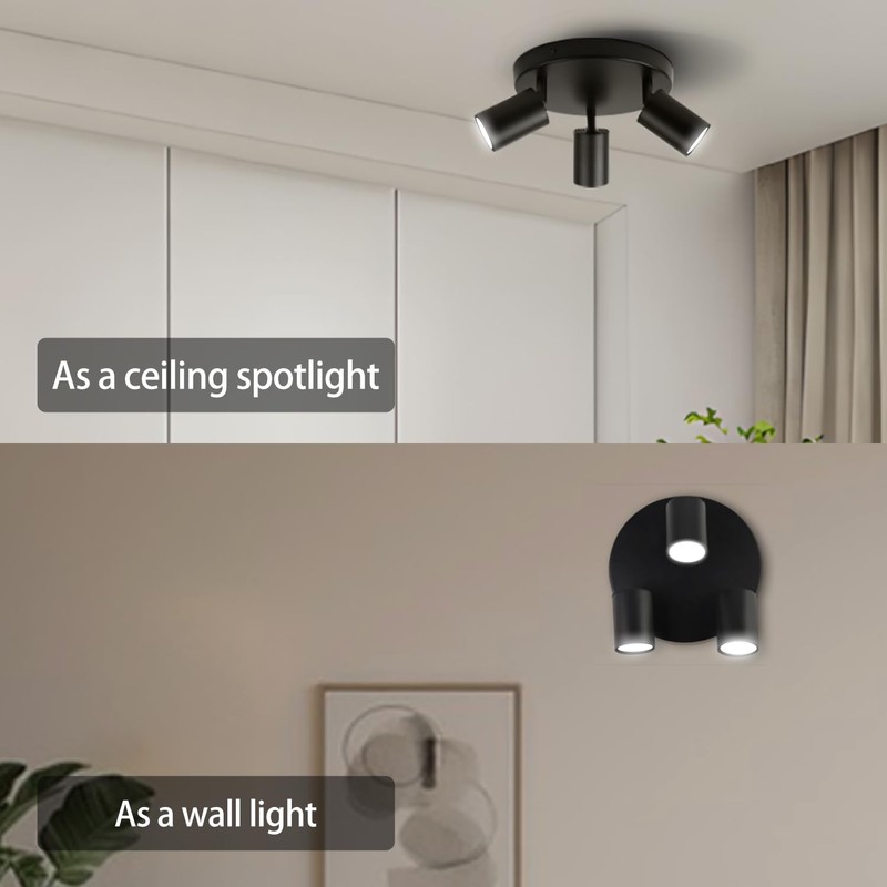 CHENBEN Lámpara de Techo Led 3 Spots Gu10 Moderna Lampara