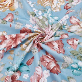 PLIGREAT 1.1 Yard Vintage Floral Print Fabric, 59 Inch Wide Precut Fabric Sheets Rose Flowers Pattern Precuts Cotton Fabrics Quilting Accessories for Craft Patchwork Sewing Home Decor