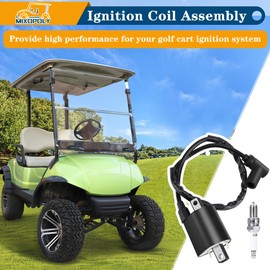 MIXOPOLY Ignition Coil Assembly with Spark Plug for Yamaha Gas Golf Cart 1985-1996 G2 G5 G8 G9 G11 G14 Model, Replace J38-82310-20-00 JF2-82310-00-00 BR8ES