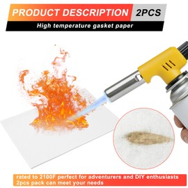 High Temperature Gasket Paper, Furnace Burner Gasket Fits for Pellet Stoves, Wood Stoves, Boilers, Furnaces, Kilns, Forges DIY Exhaust Gasket, High Temperature Insulation 7” x 10 ‘x1/8’ Thick, 2 Pack