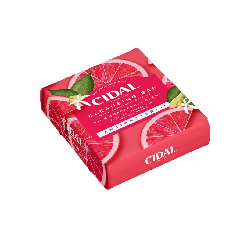 Cidal Pink Grapefruit Cleansing Bar Soap Bar, Antibacterial, With Grapefruit