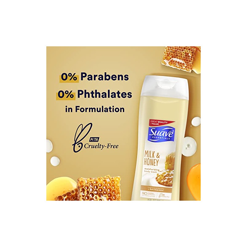 Suave Essentials Body Wash Creamy Milk and Honey Splash 15