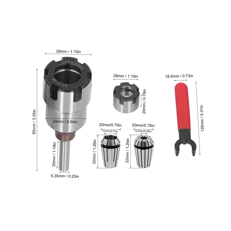 5Pcs set Router Bit Extension Rod Collet Extension Chuck Converter