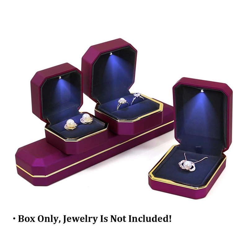 AVESON Luxury Ring Box, Square Velvet Wedding Ring Case Jewelry