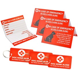 CloceanBrand My Dogs are Home Alone Alert Key Tag Keychain Emergency Contact Wallet Card Folded - 2 Writable Back Sides (Dog Emergency Wallet Card & Tag)…