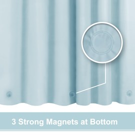 Light Blue Shower Curtain Liner - Premium PEVA Shower Liner for Bathroom, BPA & PVC Free, No Chemical Smell, Lightweight Standard Size Shower Curtain with 3 Magnets, Metal Grommets - Light Blue