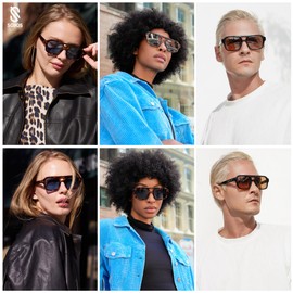 SOJOS Retro Aviator Sunglasses for Womens Mens Polarized Trendy Rectangle Designer Inspired Shades 80s 90s Sun Glasses SJ2342