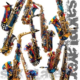 CafePress Saxophone Player Musical Instrument Design Juleez Memory Keepsake Jewelry Box, 5"x5"x3.75"