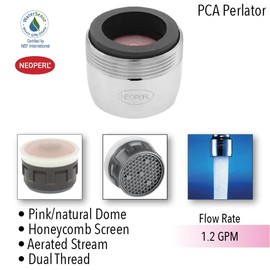 Neoperl Home Faucet Aerator Water-Saving Regular Soft Flow # 705654 Aerated Stream Dual Thread Housing/Washer/Insert WaterSense (Pink 1.2 GPM, Dual Thread)