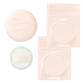 ETUSAIS Skin Care Powder (Presto) Pressed Powder, Face Powder, Pore Cover, Day Makeup Remover, Skin Care Powder, Main Unit, 0.2 oz (7 g) x 1, Refill 0.2 oz (7 g) x 2, [1 x Puff]