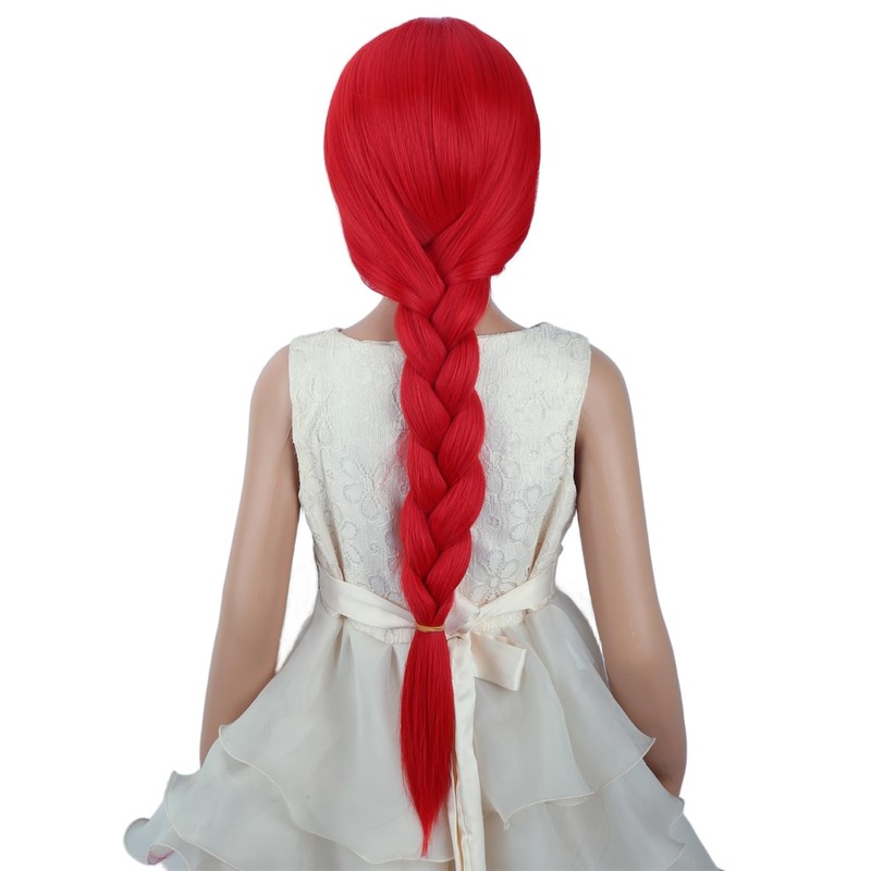 MAGQOO Red Braided Wig Kids Long Red Braid Wig Girls