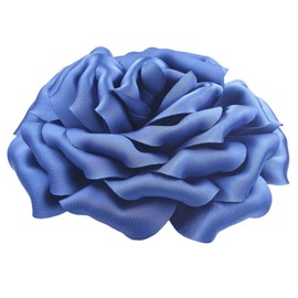 Rose Flower Brooches for Women Hand-Crafted 160mm Large Silk Satin Floral Pin for Weddings Party Dress Jackets Mother of the Bride Gift (Navy Blue)