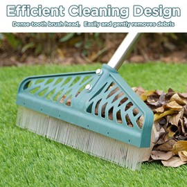 YEELOR Artificial Turf Rake with Adjustable Steel Handle from 32 to 61 Inch, Durable Artificial Grass Rake, Turf Brush for Cleaning pet Hair, Large Fallen Leaves and Dead Grass from Artificial Turf