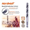 NordWolf 12-Piece Brad Point Wood Drill Bit Set for Carpenter