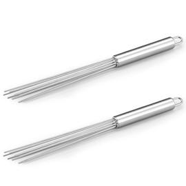 Baderke 2 Pcs Espresso Whisk Stirrer 11.5 Inch Long Handle 10 Needles 2 mm Stainless Steel Coffee Whisk Tool Efficient Mixing Time Saving Reduction Clumping Ideal for Commercial Home