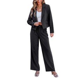 luvamia Business Casual Outfits for Women Womens Suits 2 Piece Set Summer Business Casual Outfits for Women Pant Sets Women 2 Piece Outfits Women Black Suits 2 Piece Set Blazer Size Medium Size 8 10