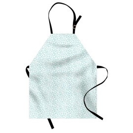 Ambesonne Abstract Apron, Christmas-Themed Circles with Polka Dots and Snowflakes in Pastel Tones, Unisex Kitchen Bib with Adjustable Neck for Cooking Gardening, Adult Size, Pale Seafoam White