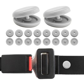 Augeny 10 Sets Seat Belt Button Stop, Plastic Seat Belt Stop Clips, Universal Snap-On System Seatbelt Buckle Stopper Button Kit, Prevent Buckle from Sliding Down, No Welding Required (Gray)