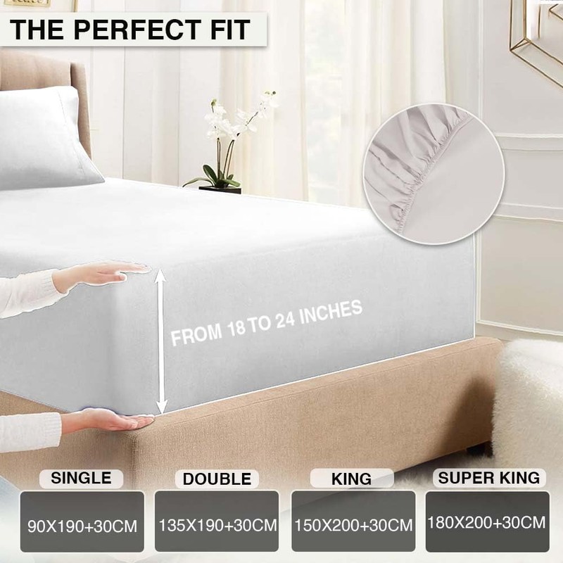 Comfortz Bedding Fitted Sheet King - Deep Pocket Soft Brushed