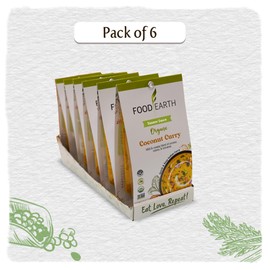 Food Earth Indian Simmer Sauces - Coconut Curry Simmer Sauce - Prepackaged, Microwavable, Easy to Store, Organic, Vegan, Gluten & GMO Free Cooking Sauces for Quick Meals (12 Pouches x 5.29 oz)