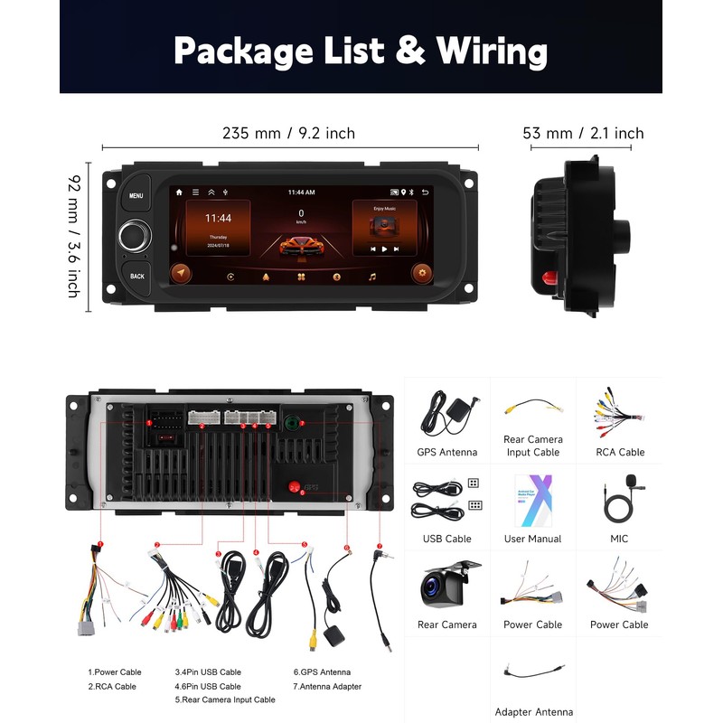 2+64G for Dodge Ram 1500/2500/3500 Radio 2002-2006,for Jeep Grand Cherokee
