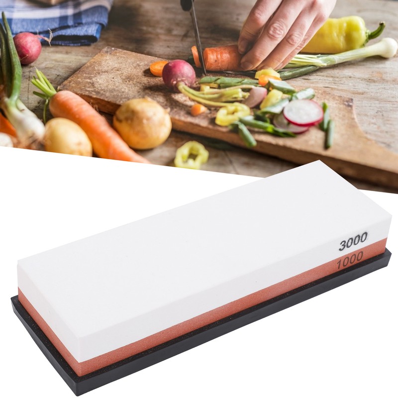 Household Knife Sharpening Stone White Corundum Whetstone with Base 1000