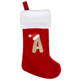 CCINEE 18 Inches Monogrammed Christmas Stockings with Letters,D Christmas Stockings Large Monogram Plush Stockings Embroidered Letter Stockings for Christmas Family Fireplace Decoration