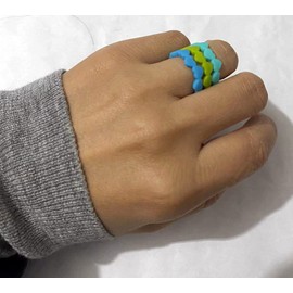 AZYOUNG Womens Thin Love Heart Chain Silicone Wedding Ring 12pcs Pack Red Yellow Green Stackable Rubber Bands - US Size 4-10 (9)