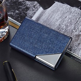 RICISUNG Business Card Holder, Business Card Case, Portable Business Card Holder, Stainless Steel Card Case, PU Leather, Won't Break Business Cards, Easy to Take Out, Open and Close in 1 Second, Business, Large Capacity, Unisex